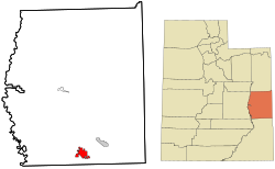 Grand County Utah incorporated and unincorporated areas Moab highlighted